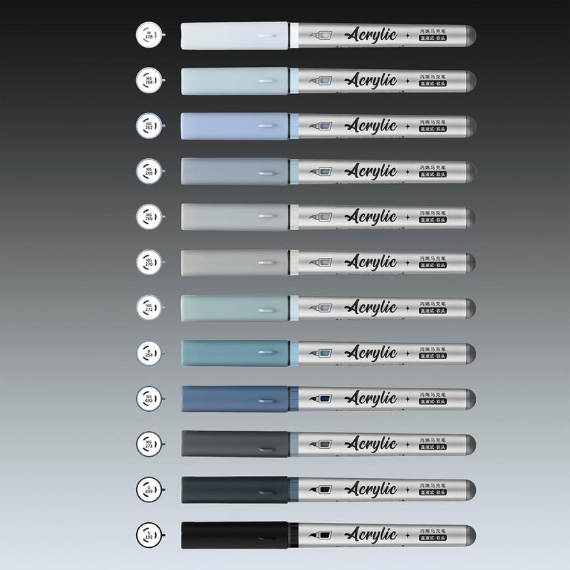 ZZWUAPT Grey Acrylic Paint Pens,12 Color Paint Pen Markers,Brush Tip Paint Pens for Rock Painting Wood Glass Ceramic Canvas Stone DIY Crafts Making Art Supplies - Image 3